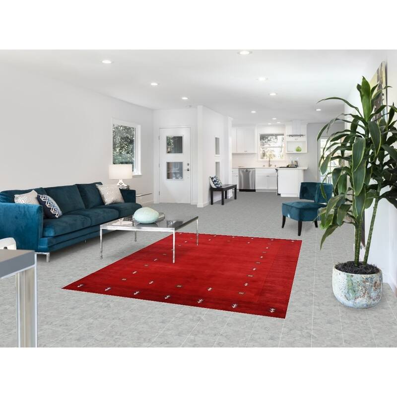 Hand Knotted Oriental 100% Wool Carpet Tribal Tribal Red Gabbeh Area Rug - 7' 6'' X 5' 4''