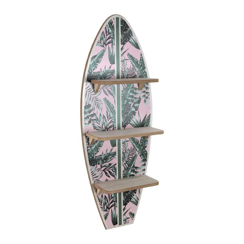 American Art Decor Surfboard Wall Shelf Coastal Beach Themed Decorative Wall Art Storage for Home or Office