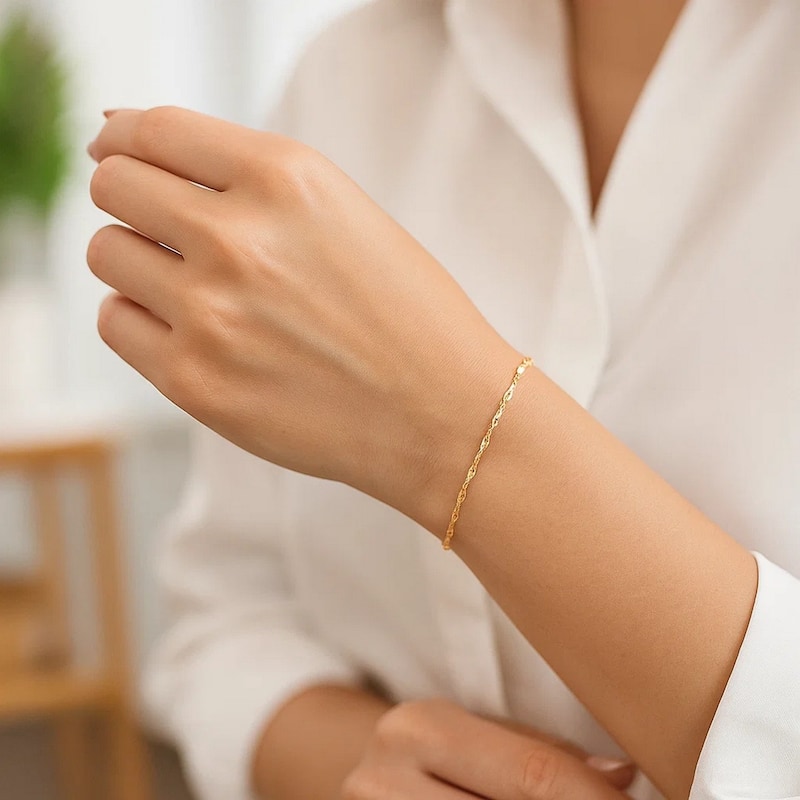 MayaMila 10k Yellow Gold Singapore Bracelet 1.5mm
