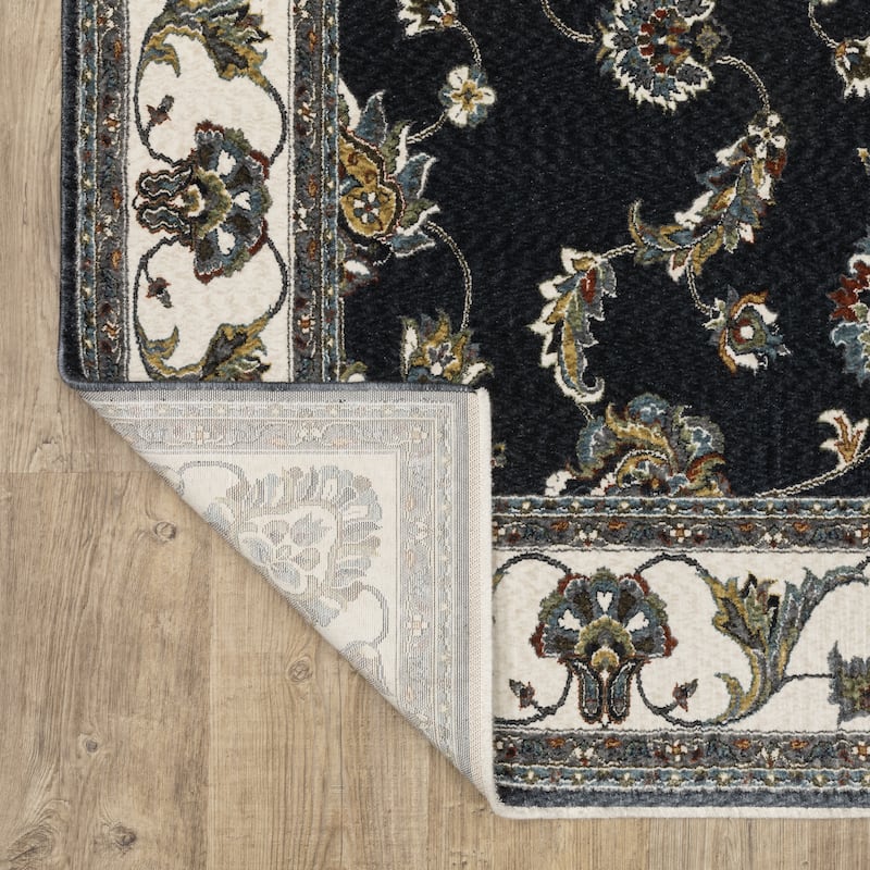 Style Haven Victoria Bordered Traditional Navy/ Ivory Area Rug