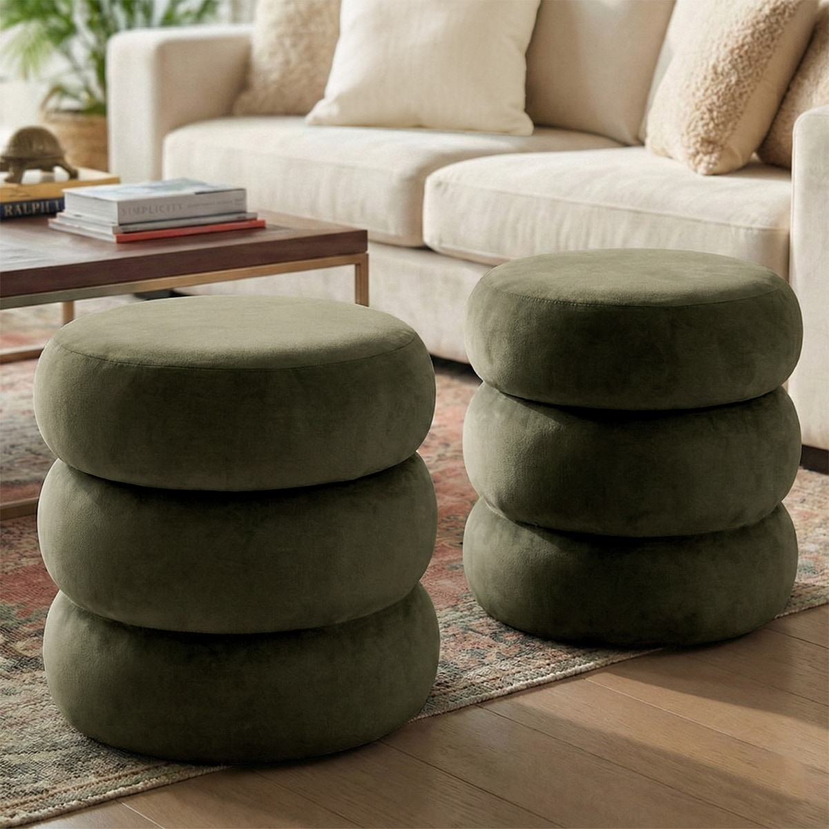 Modern Round Velvet Ottoman With Storage
