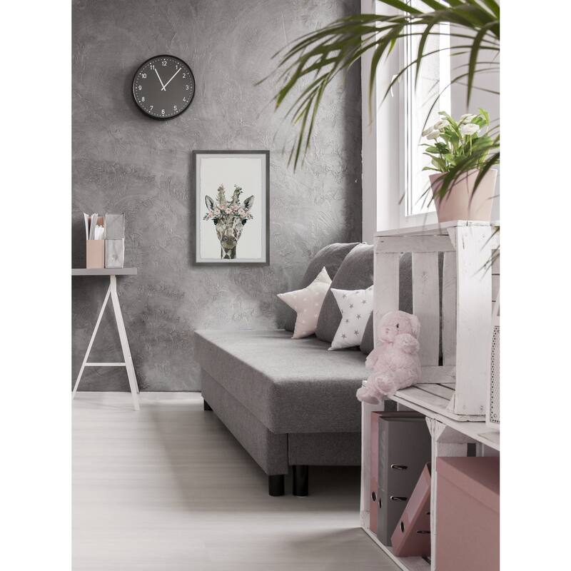 Giraffe Painting Print, Floral Crowned Animal Wall Art, Framed Home Decor