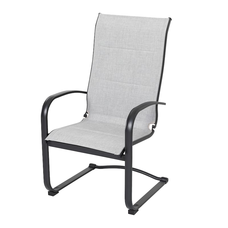 Patio 7-Piece Textilene Dining Set, C-Spring Chair Legs and Umbrella Hole