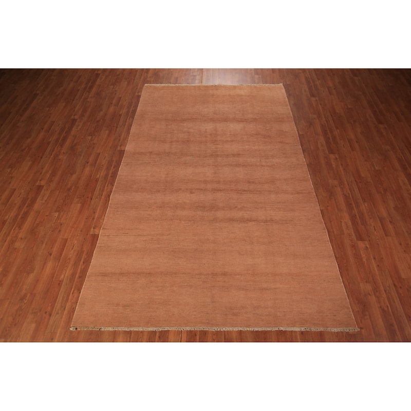 Modern Solid Gabbeh Oriental Area Rug Handmade Wool Carpet - 6'3" x 9'7"