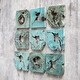 preview thumbnail 3 of 2, Tamarind Wood Cross Section Wall Art - 16" - Blue-Green - Set of 9