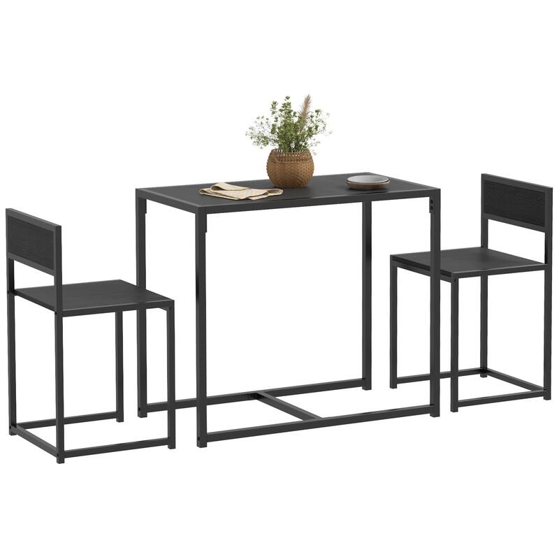 HOMCOM Industrial 3-Piece Dining Table and 2 Chair Set for Small Space in the Dining Room or Kitchen - 35.5" L x 18.5" W x 30" H