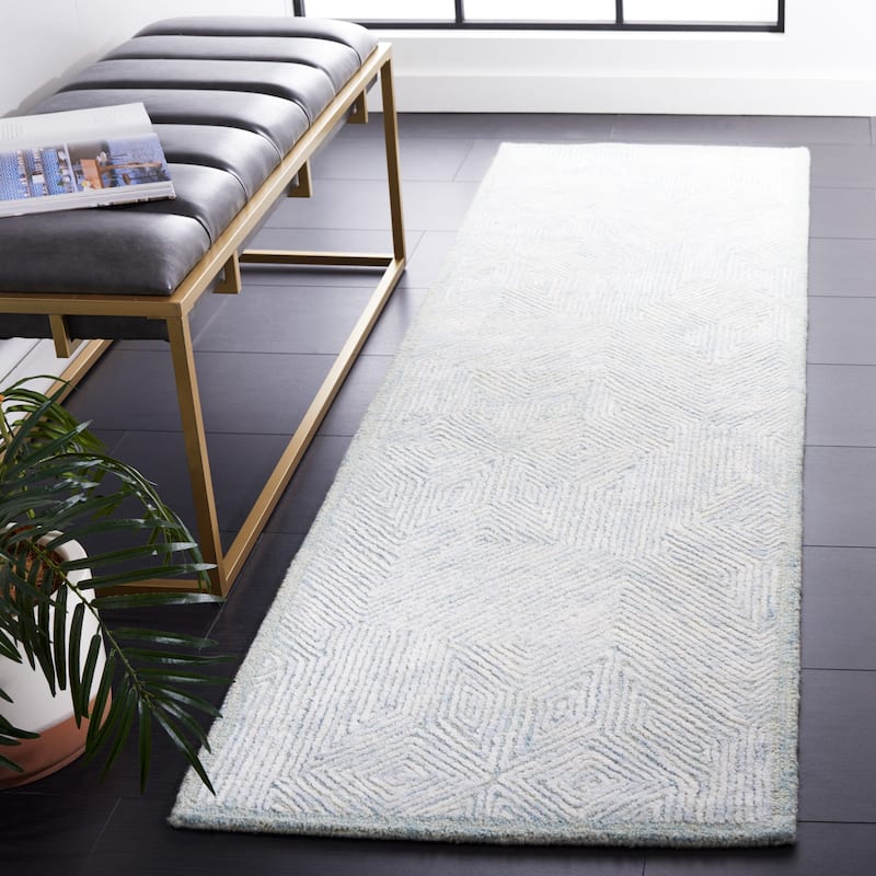 SAFAVIEH Handmade Soho Jalisa Modern Wool Rug - 2'3" x 8' Runner - Blue/Grey