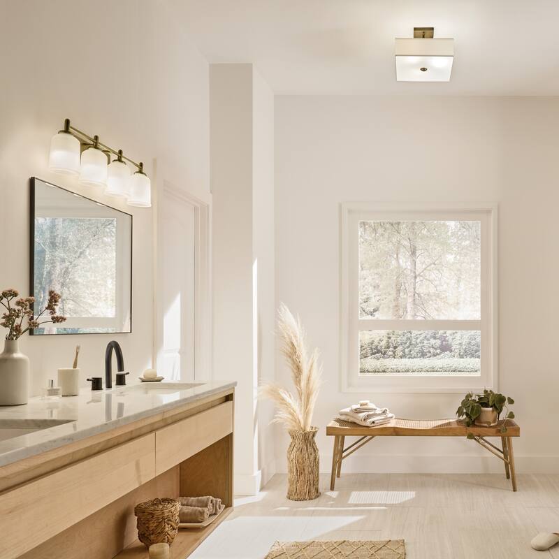 Kichler Lighting Shailene 18 in. 3-Light Natural Brass Square Semi-Flush Mount Light - 18 in
