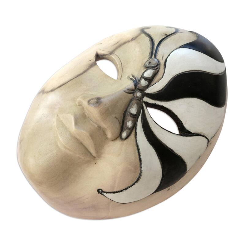 Novica Handmade Feminine Butterfly Wood Mask