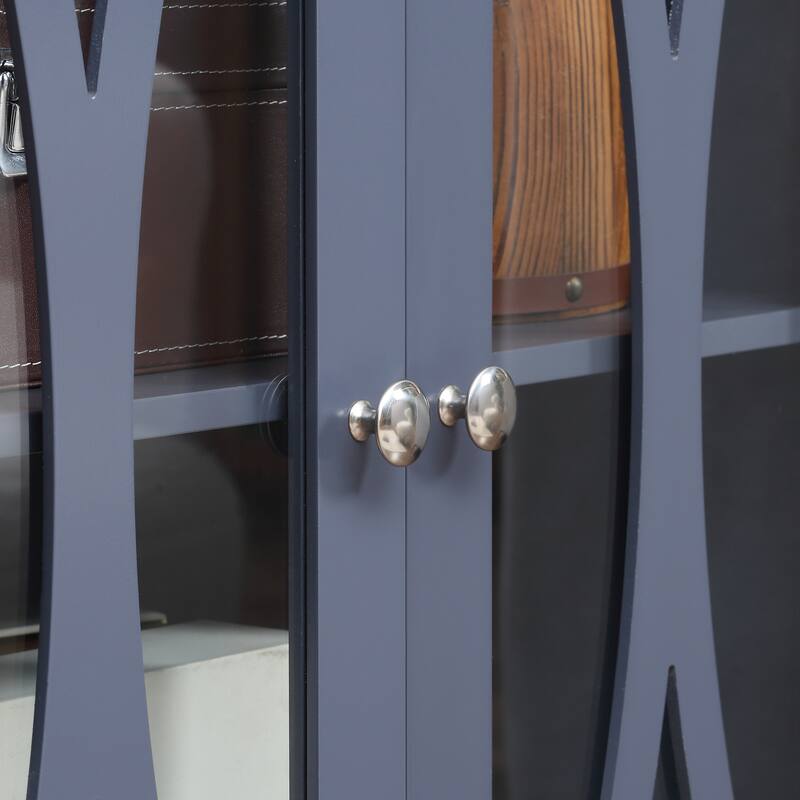 HOMCOM Modern Kitchen Sideboard, Buffet Cabinet with 2 Storage Cupboard, Glass Doors