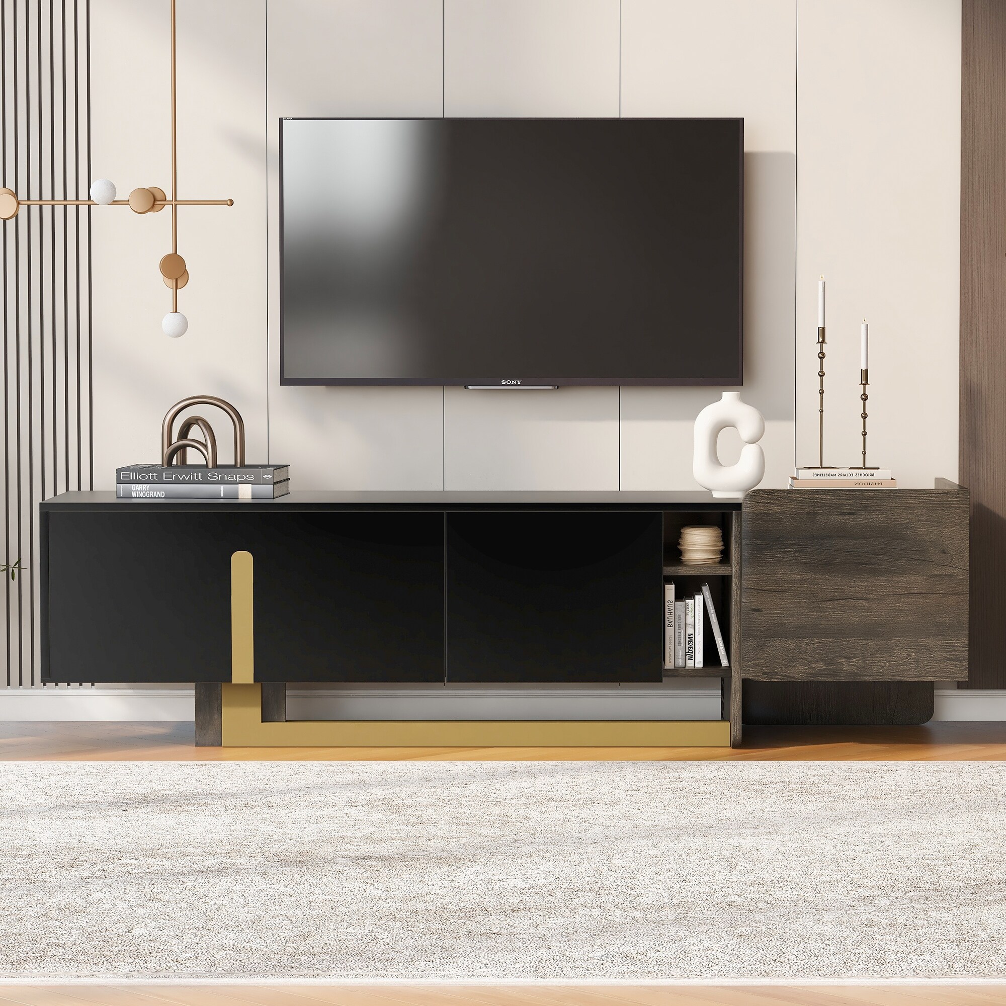 66.7'' Light Luxury TV Stand for TVs up to 70 Inches, Modern TV Cabinet with Metal Legs, 1 Drawer