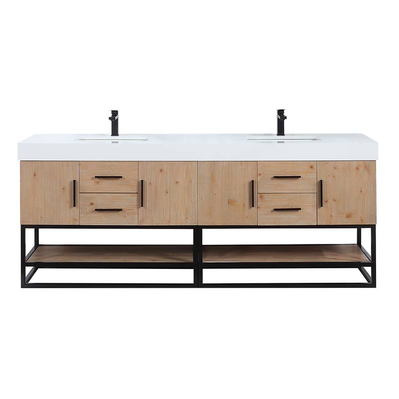 Altair Bianco Bath Vanity with White Composite Stone Top,no Mirror
