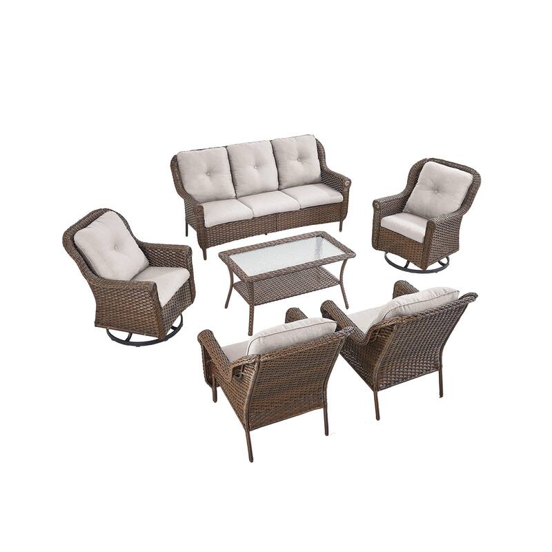 Outside Swivel Chiar with Sofa Arm Chair Table Set