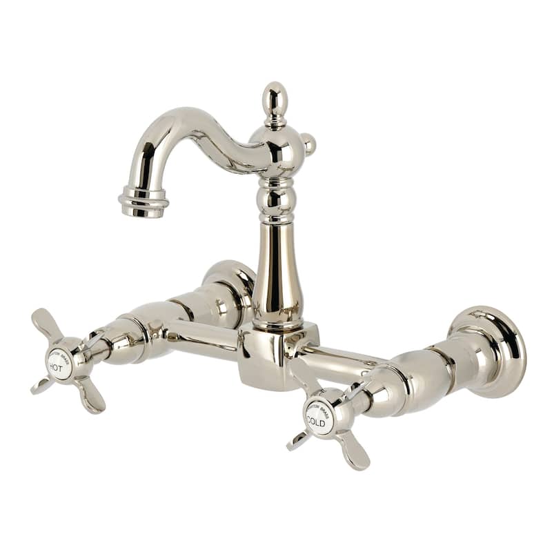 Kingston Brass KS244.BEX Essex 1.8 GPM Wall Mounted Widespread Bridge - Polished Nickel