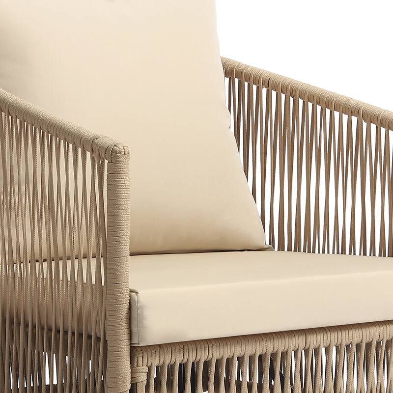 3-Piece Outdoor Patio Swivel Chair Set with Cushions and Side Table