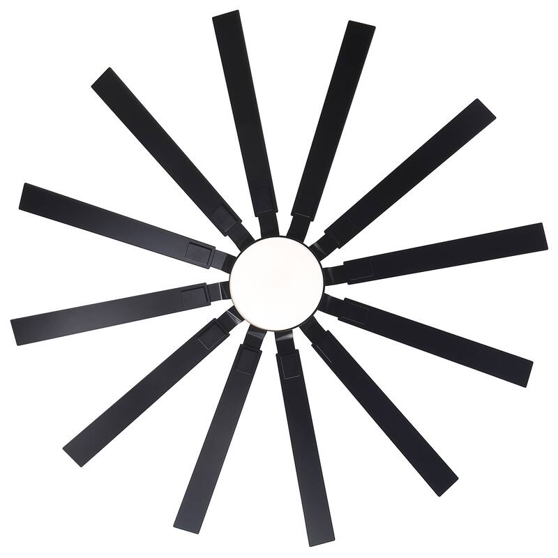 48"/52"/60"/72" Modern Black LED Ceiling Fan with Light Remote (3/5/6/8/12 Reversible Blades)