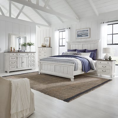 Liberty Furniture River Place Panel Bed, Dresser & Mirror, Chest, Night Stand - King, Queen