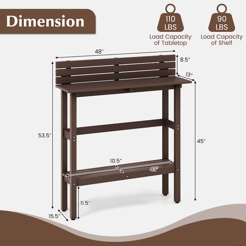 Costway 48" Outdoor Bar Table with Storage Shelf & Adjustable Foot - See Details
