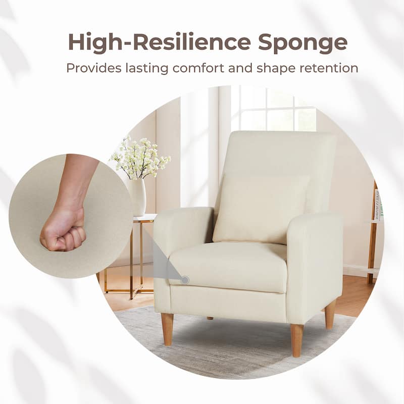 RENEWLINE Modern Accent Chair with Pillow & Walnut Legs - Lounge Seat for Living Room, Compact Design
