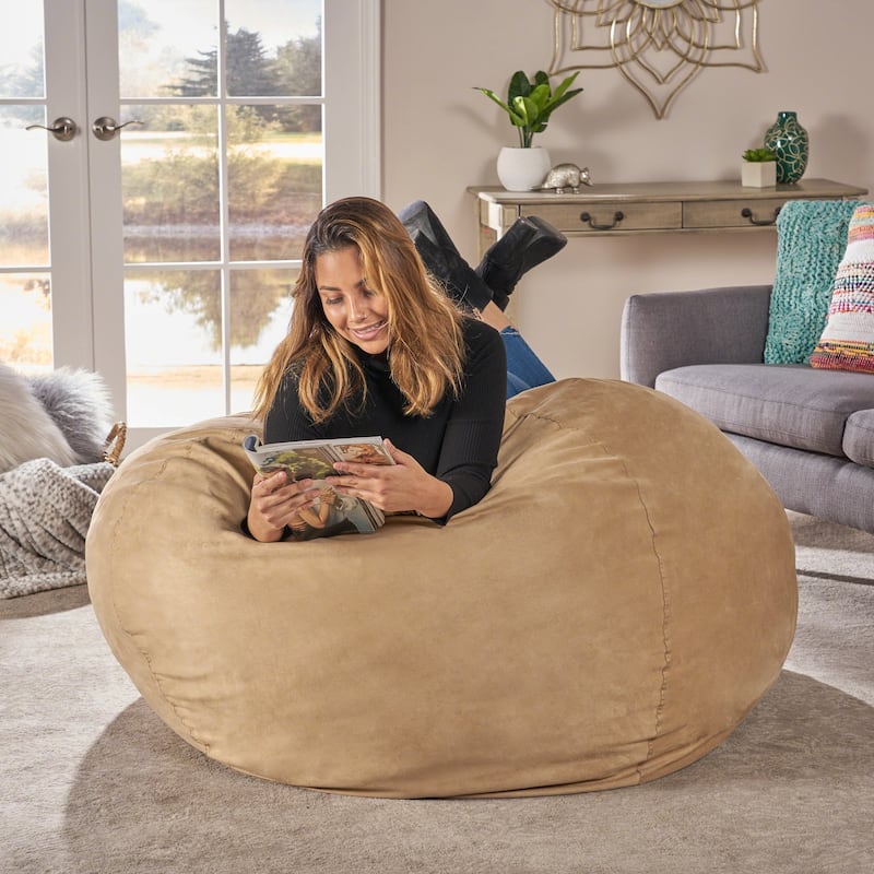 Madison Faux Suede 5-foot Beanbag Chair by Christopher Knight Home - Camel