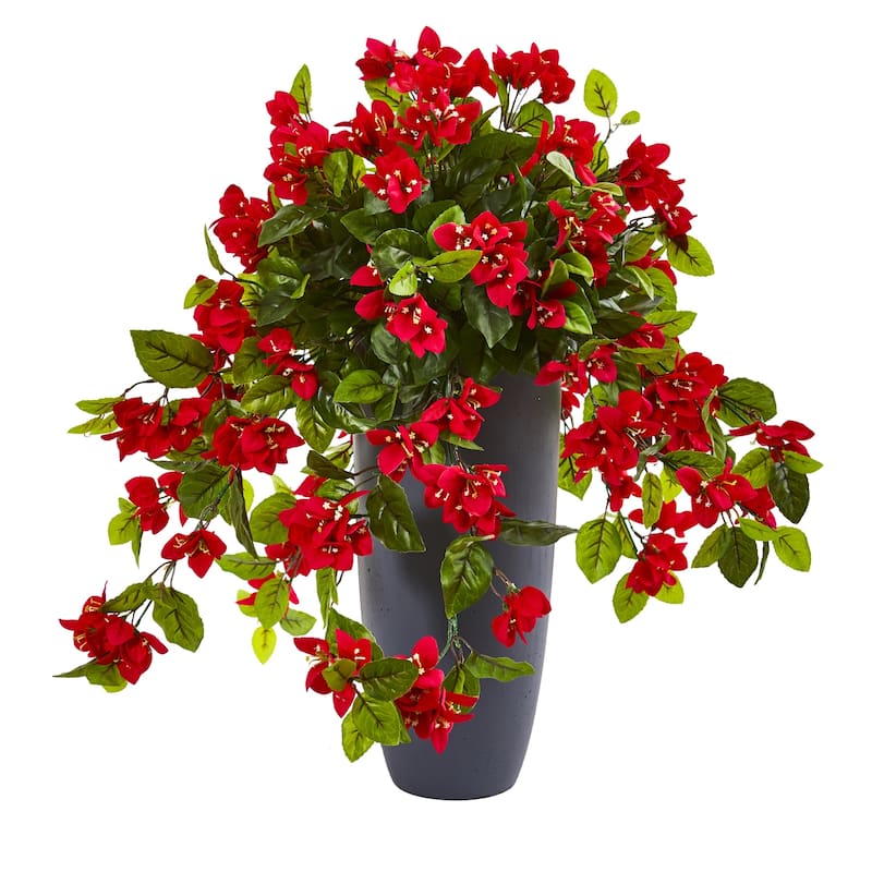 Artificial Plant in Planter 26In - Indoor Outdoor Decor Home Stock Allure - Red