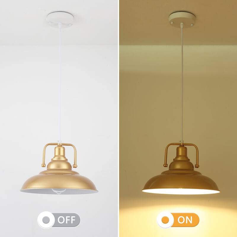 60-Watt 1-Light Pendant Light with Dome Shade for Kitchen Island, Classic Semi Flush Mount Chandelier for Dining Room