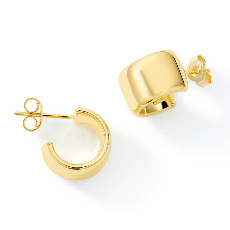 Clover 14K Yellow Gold High-Polish Half Hoop Stud Earrings