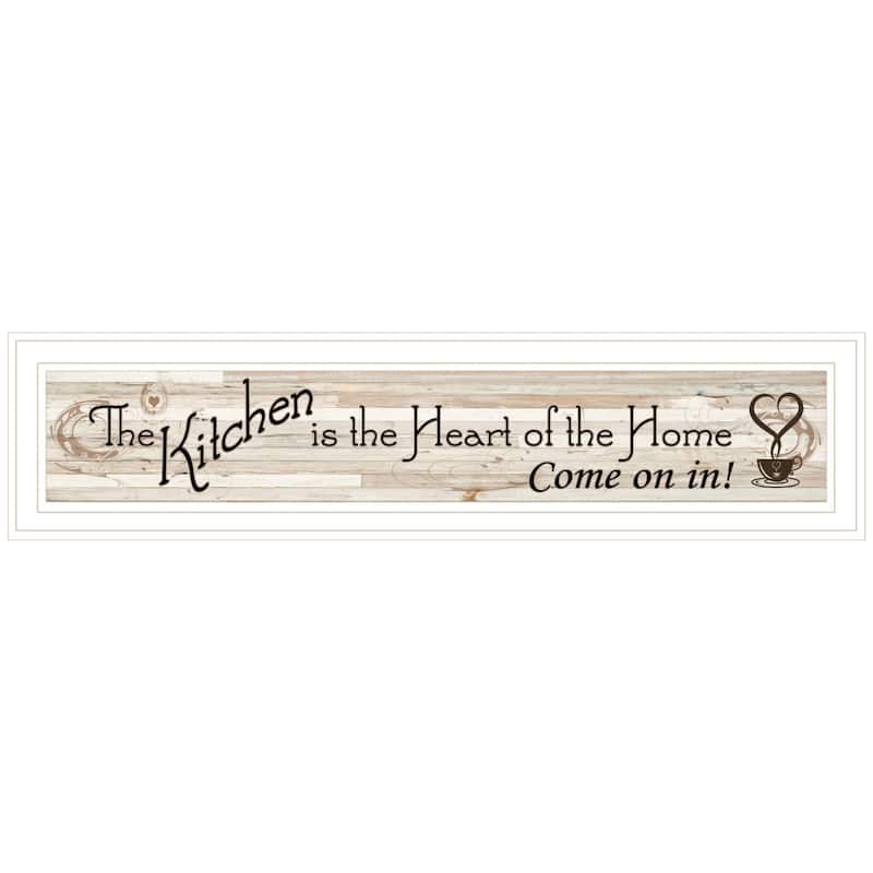 TrendyDecor4U Farmhouse "Kitchen Is The Heart of The Home" Framed Print Wall Art - Earthtone