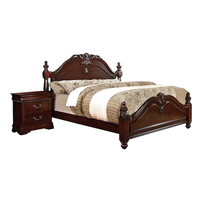 Diva Traditional Cherry Solid Wood 2-Piece Poster Bedroom Set by Furniture of America