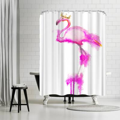 Americanflat 71" x 74" Shower Curtain, Flamingono crown print by Alison B
