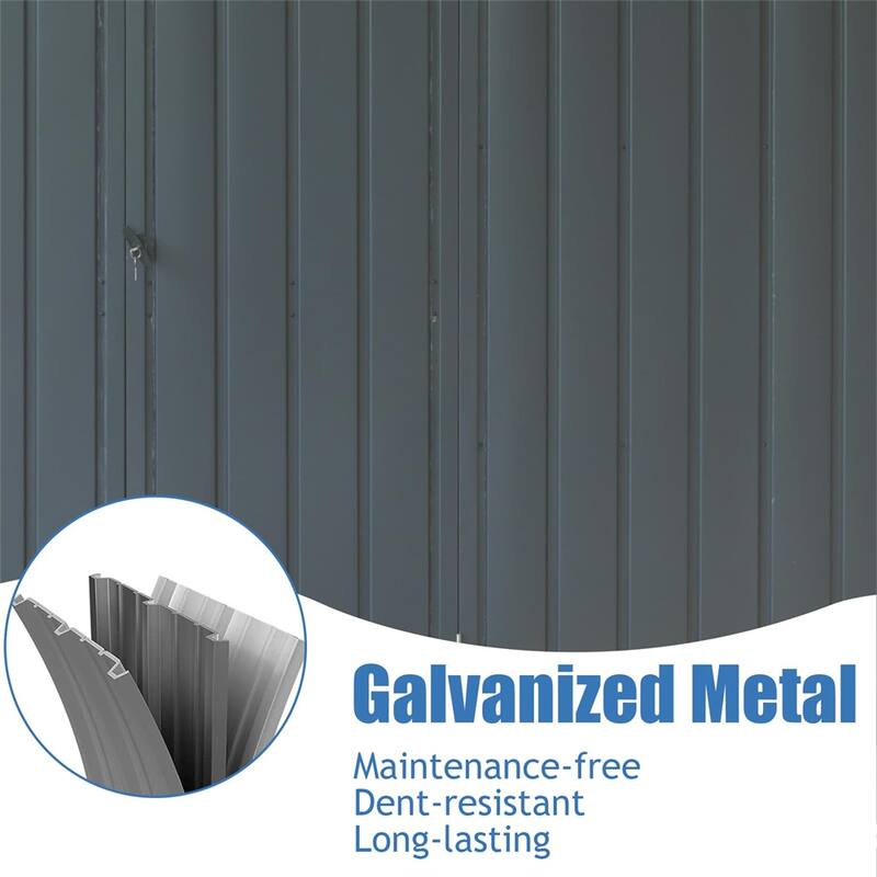 Galvanized Frame Backyard Storage Shed with Windows and Lockable Door