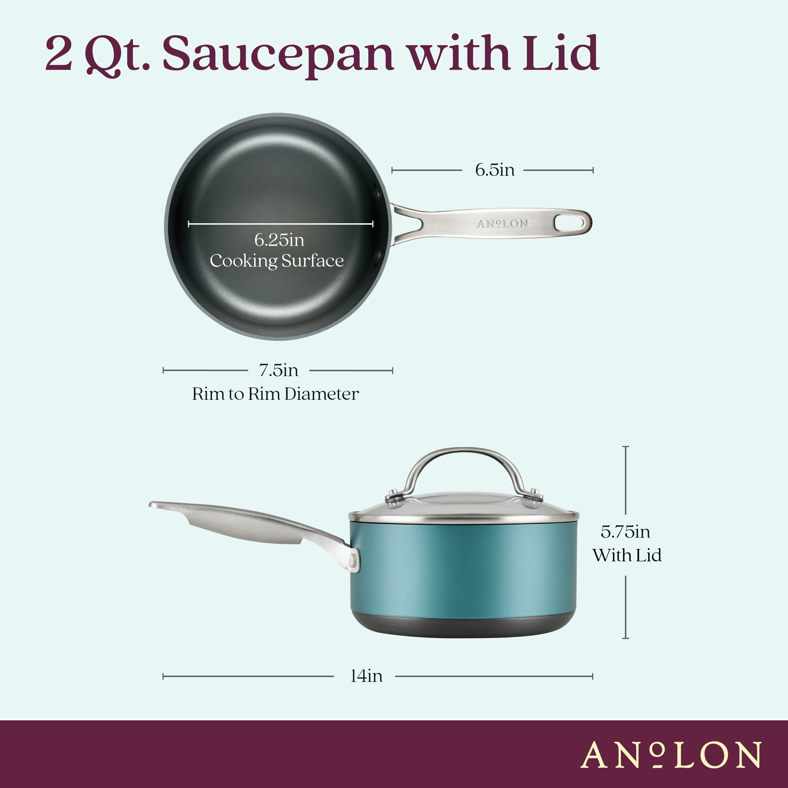 Anolon Achieve Hard Anodized Nonstick Sauce Pan with Lid, 2-Quart