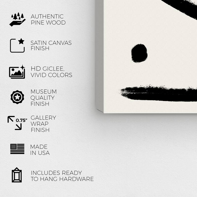 Wynwood Studio Prints Abstract Dreaming in Lines I Black and Cream White Modern & Contemporary Wall Art Canvas Print