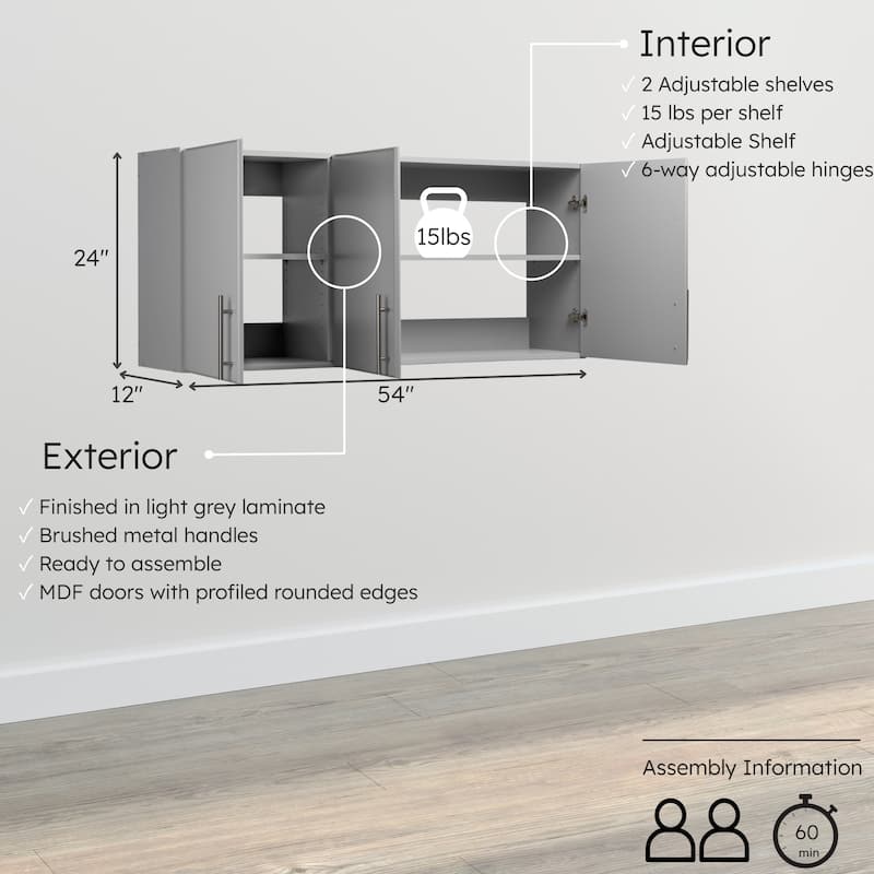 Prepac Elite 54 inch Wall Cabinet - 54 Inch
