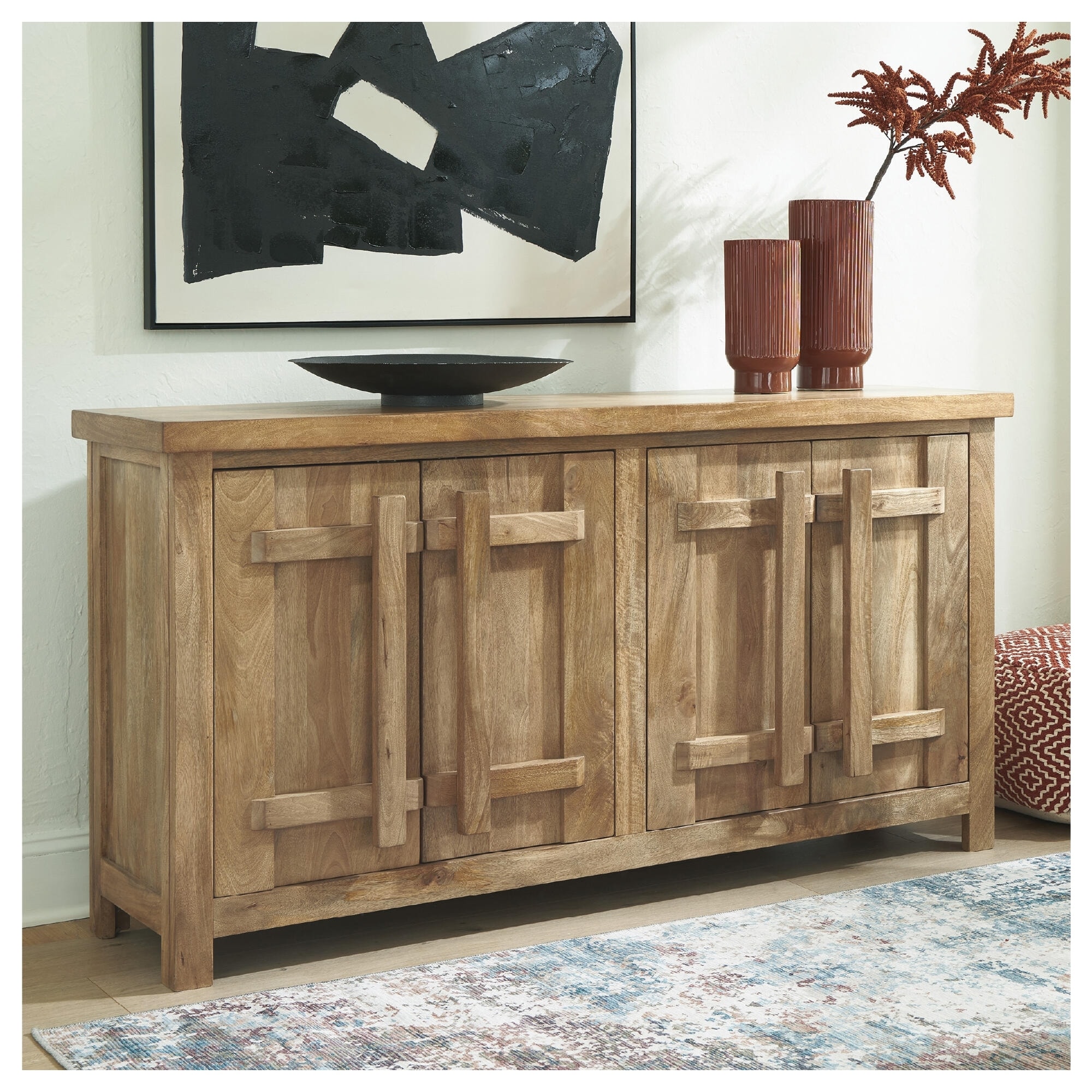 Signature Design by Ashley Dresor Natural Accent Cabinet - 68.13" W x 18" D x 36.25" H