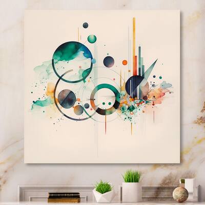 Designart 'Multi-Color Watercolor Geometric Art II' Modern Geometric Metal Wall Art