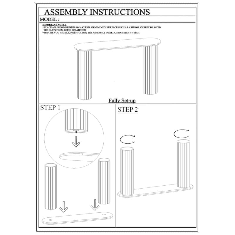 Cleo 54 Inch Sofa Console Table, Rounded Corners, Ribbed Pillar Legs, Golden Oak Brown Mango Wood