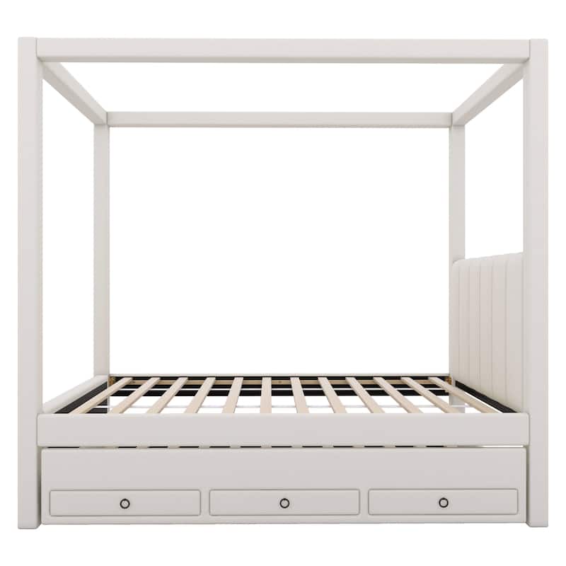 Twin Size Upholstery Canopy Platform Bed