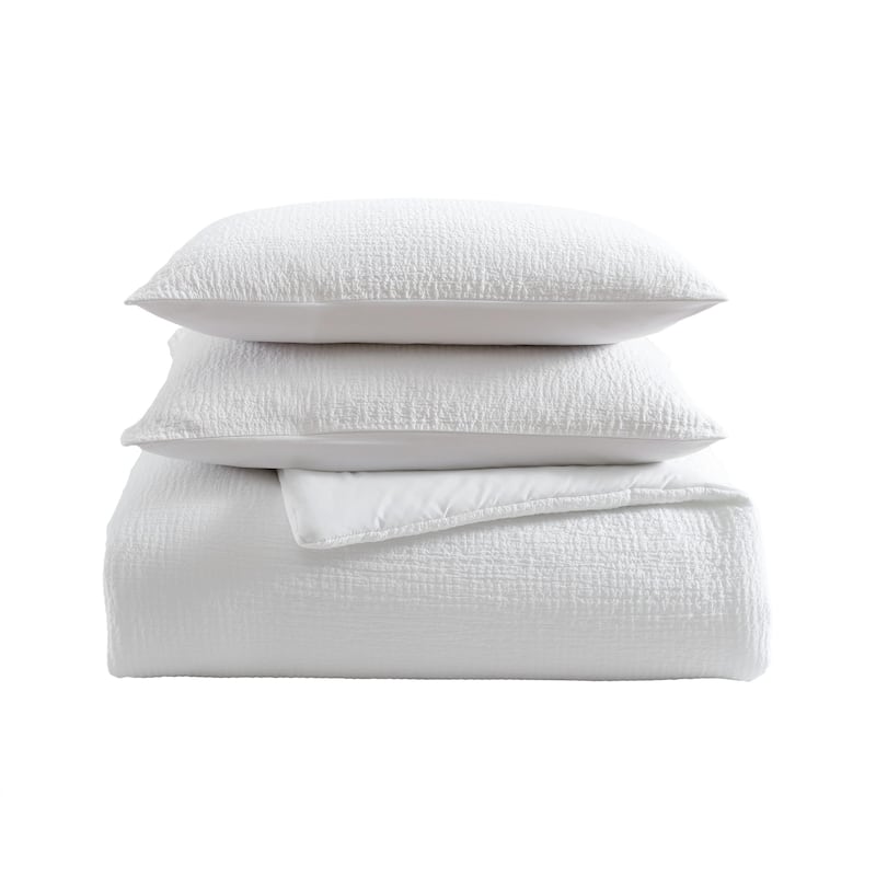 Vera Wang Puckered Texture Cotton Duvet Cover Set