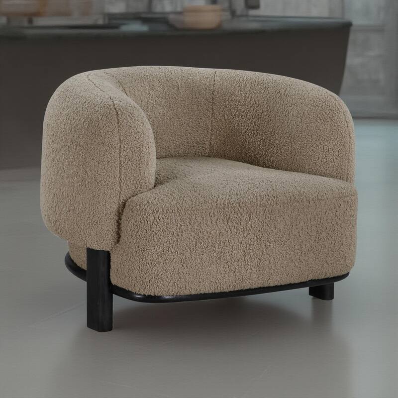 Linia, Accent Chair, Soft Cushioned Barrel Back, Brown, Black Wood