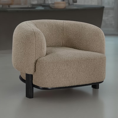 Linia, Accent Chair, Soft Cushioned Barrel Back, Brown, Black Wood