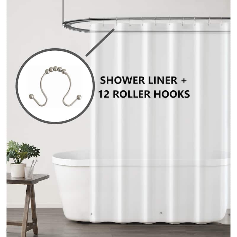 Truly Calm Heavyweight Grommeted PEVA 70x72 Clear Shower Liner - Clear Liner + 12 Hooks Included