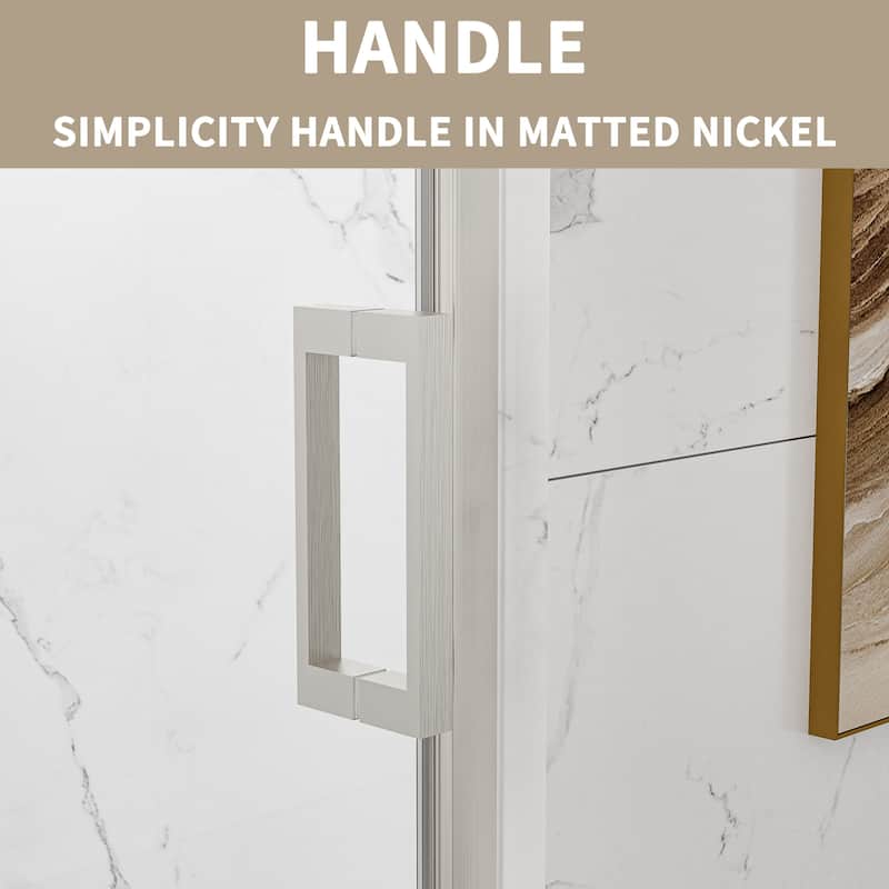 Modland 44-48" x 74'' Adjustable Sliding Shower Door, 5/16" SGCC Tempered Glass, Framed Enclosure with 304 Stainless Handle