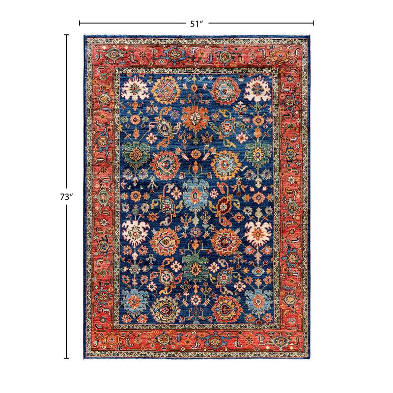 Serapi One-of-a-Kind Hand-Knotted Area Rug - Blue - 4' 3" x 6' 1"