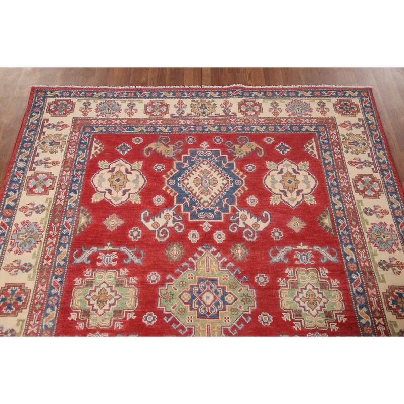 Traditional Kazak Area Rug Handmade Living Room Wool Carpet - 4'11" x 6'5"