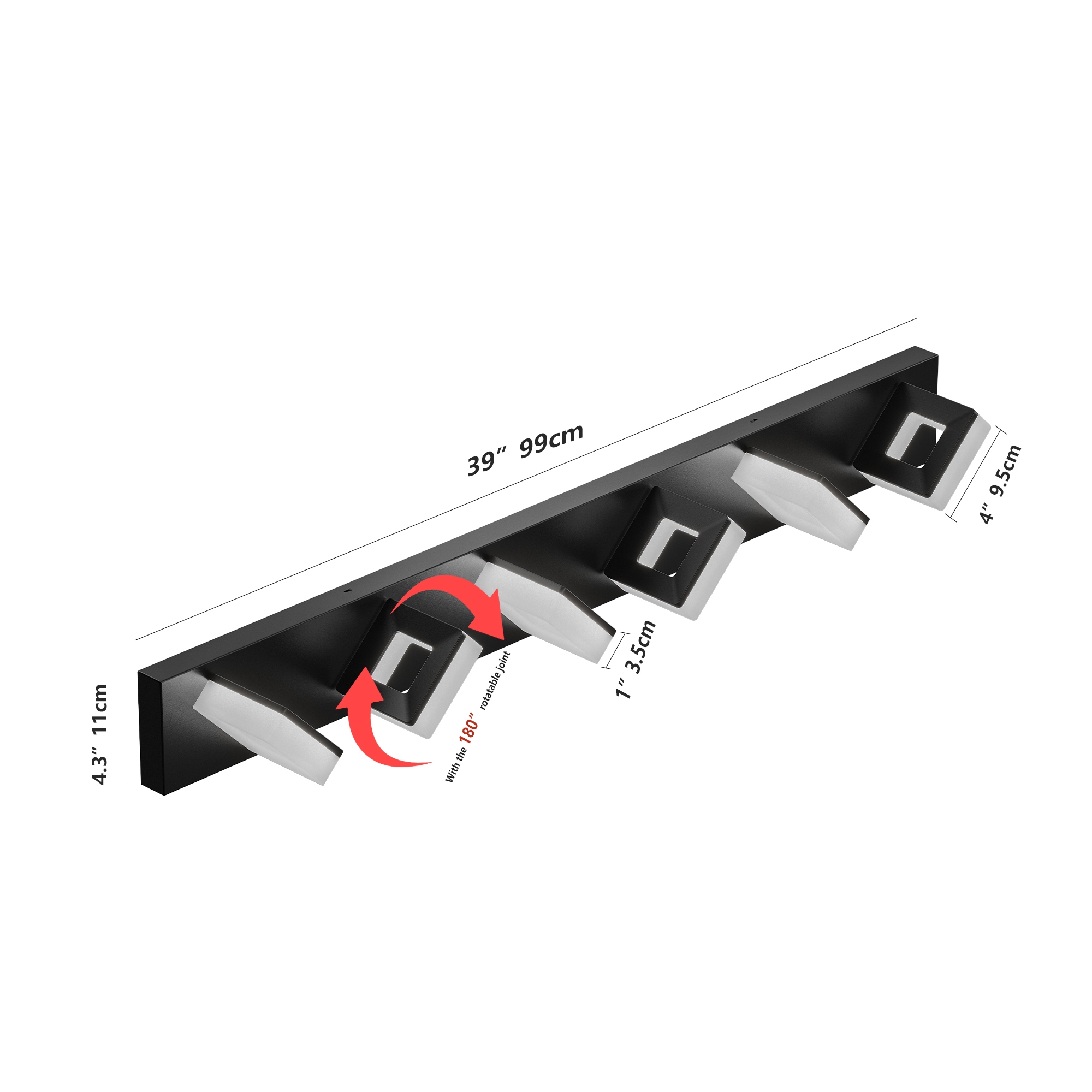 39" 6-Light LED Modern Bathroom Vanity Light Fixture