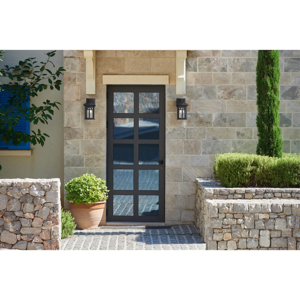 Westinghouse Lighting Burnham One Light Outdoor Wall Fixture, Textured Black Finish, Clear Seeded Glass - 1-Light