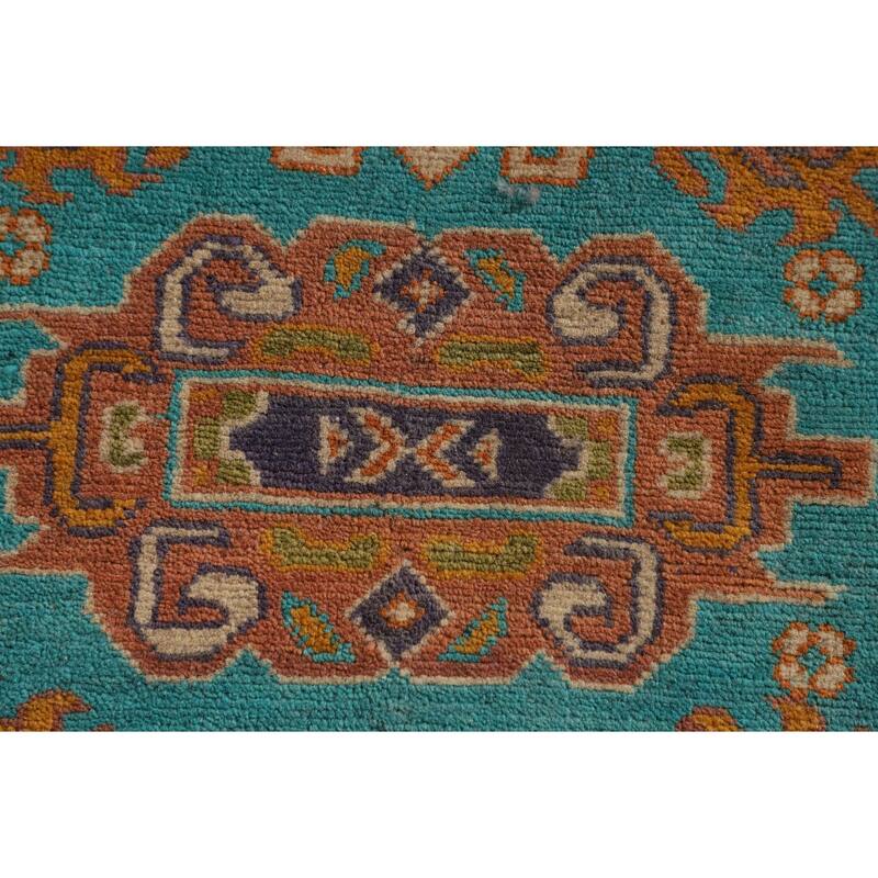 Turquoise Blue Kazak Oriental Accent Rug Hand-Knotted Wool Carpet - 2'8"x 3'10"