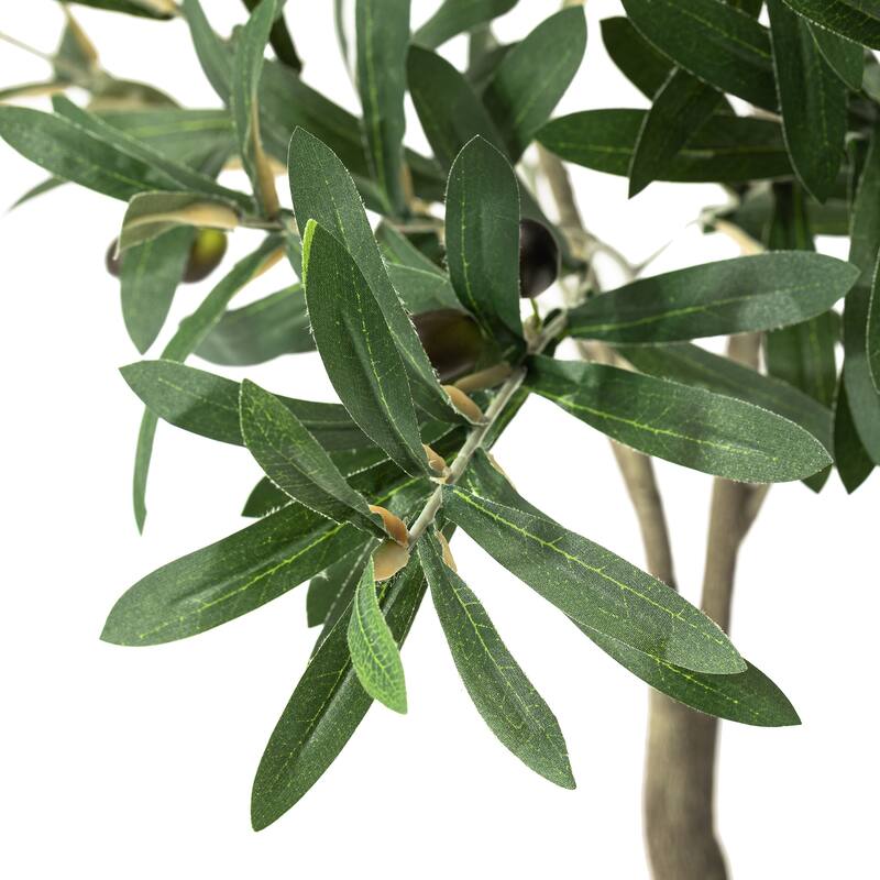 Glitzhome 4/6ft Faux Olive Tree with Black Pot Real Touch Artificial Plant