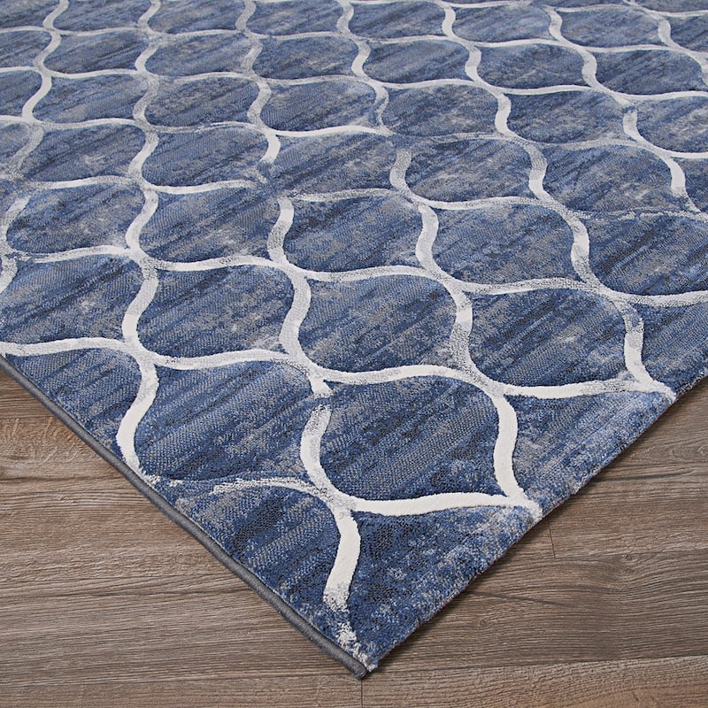 Dream Decor Rugs Provencal Kiss Blue Trellis Area Rug